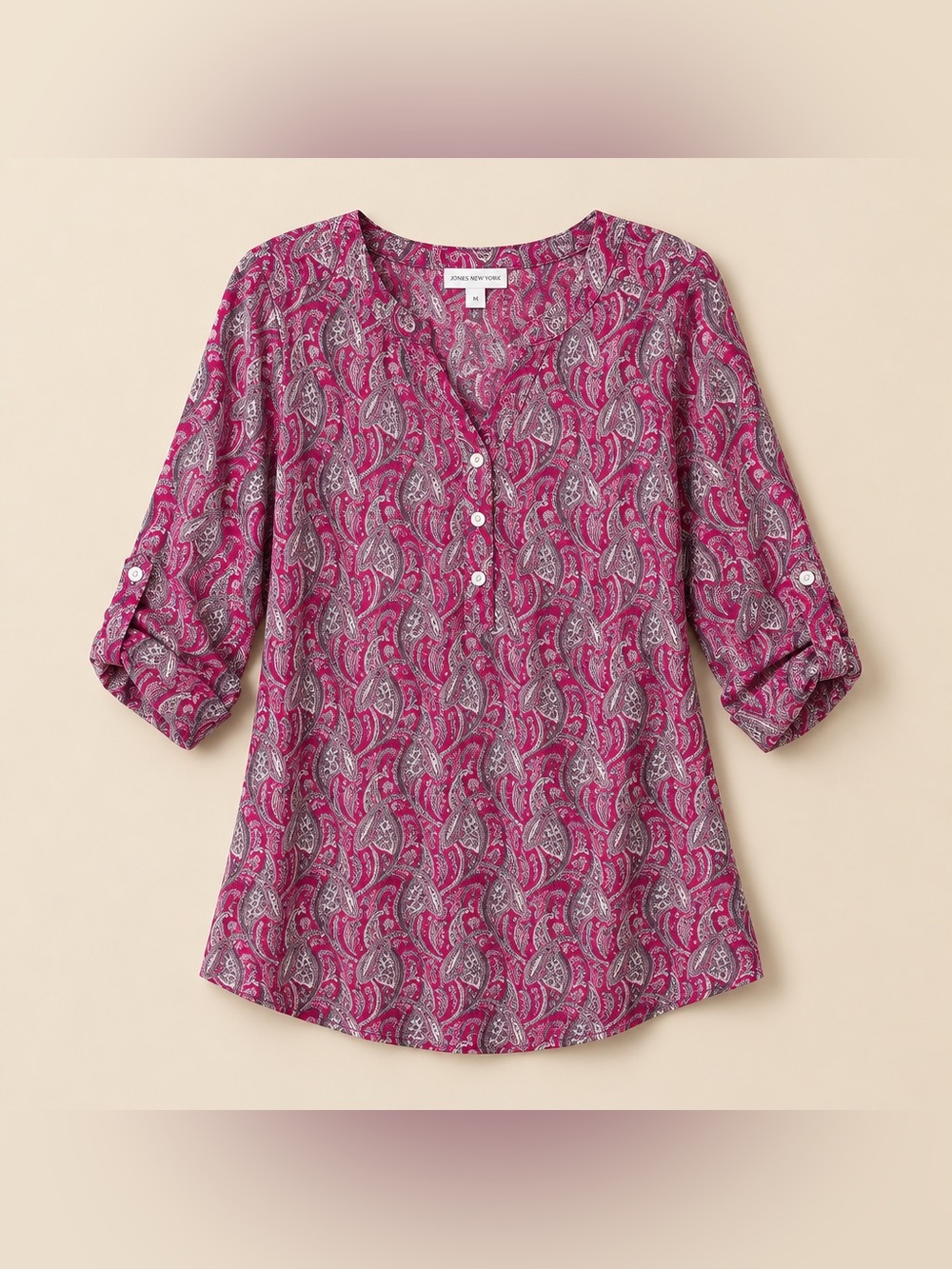 Croft and Barrow Size Large Paisley Polyester Blouse